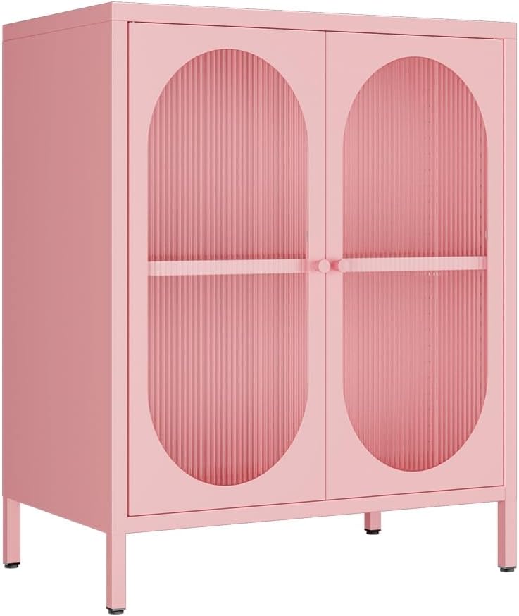 Kitchen - Kleiner, transparenter Metall-Buffetschrank mit zwei Türen