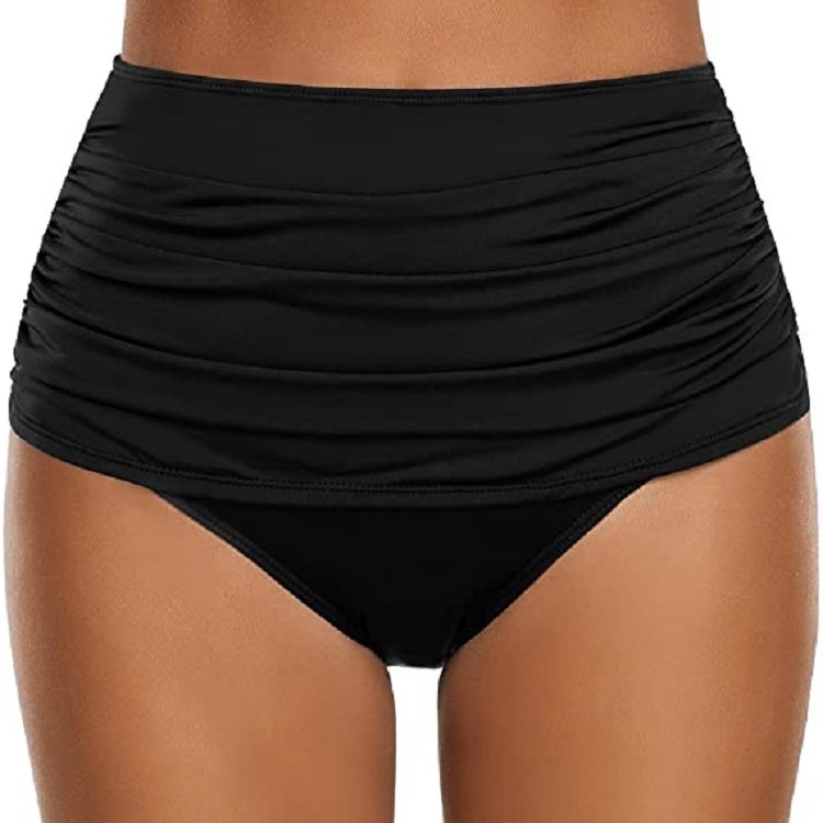 Bath - Damen-Badeanzüge, Badeshorts, hohe Taille, schwarze Badeshorts,