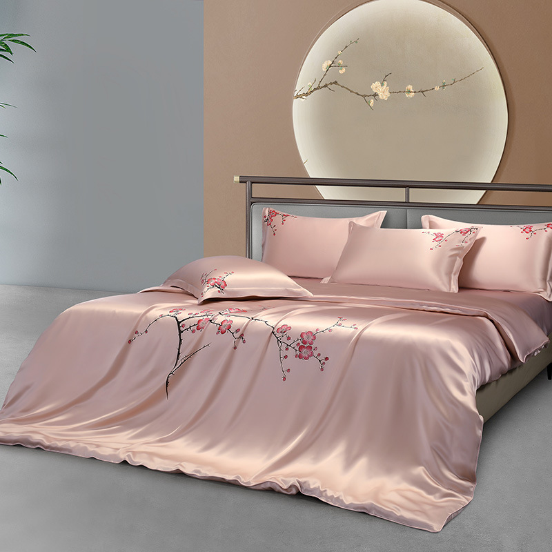 Aesthetic Floral Duvet Cover - 25 mm Maulbeerseidenblumen-Bettwäsche-Set, erstklassige Luxus-Maulbeerseide, weicher