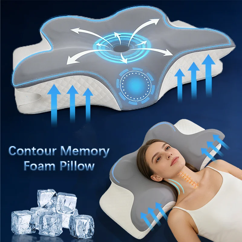 Memory Foam Orthopedic Pillow Neck Pain - Memory-Schaum-Kissen, Nackenkissen zur Schmerzlinderung, ergonomisches orthopädisches