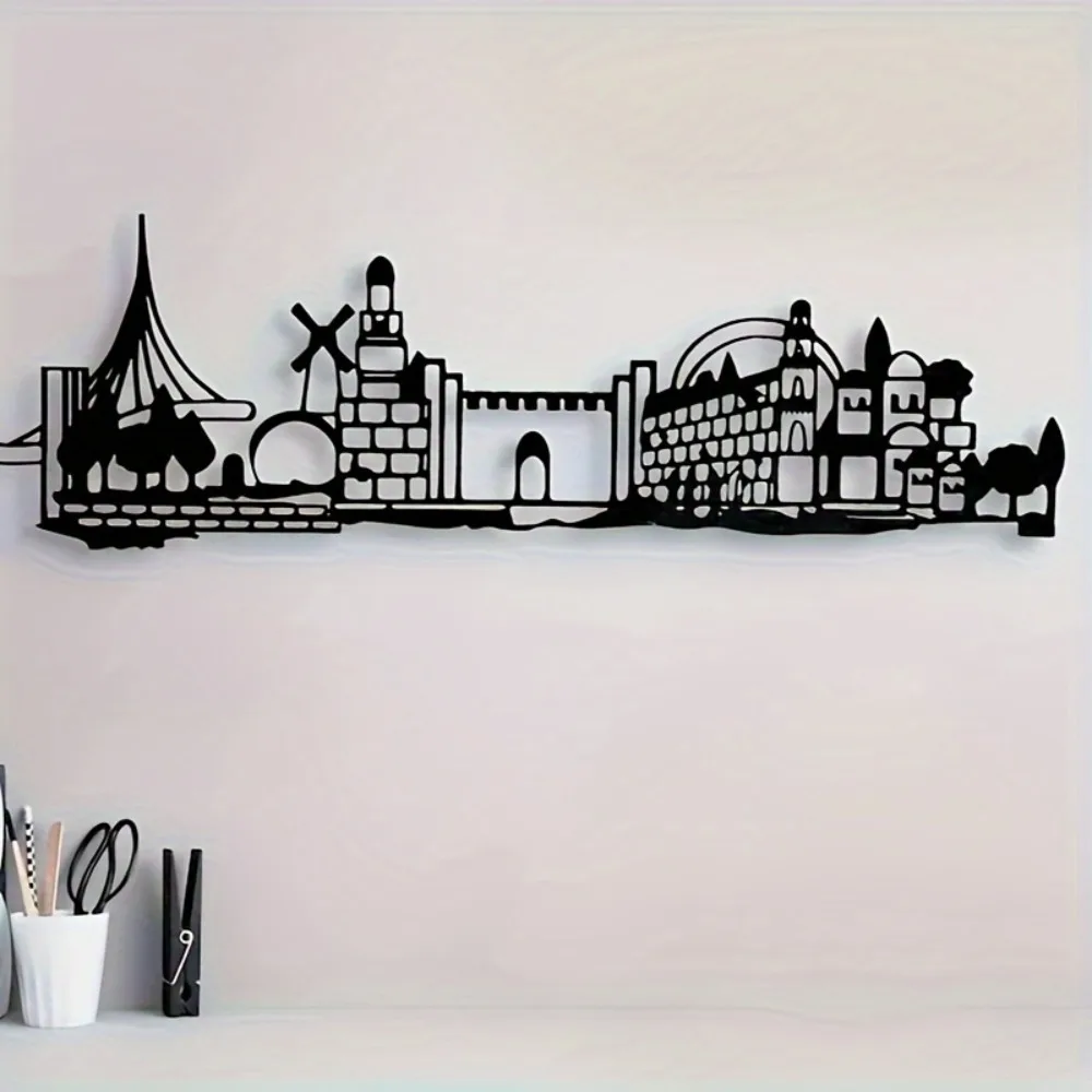Home Decor - CIFBUY Eisen-Wandkunst Jerusalem Skyline Altstadt-Silhouette Davidstern