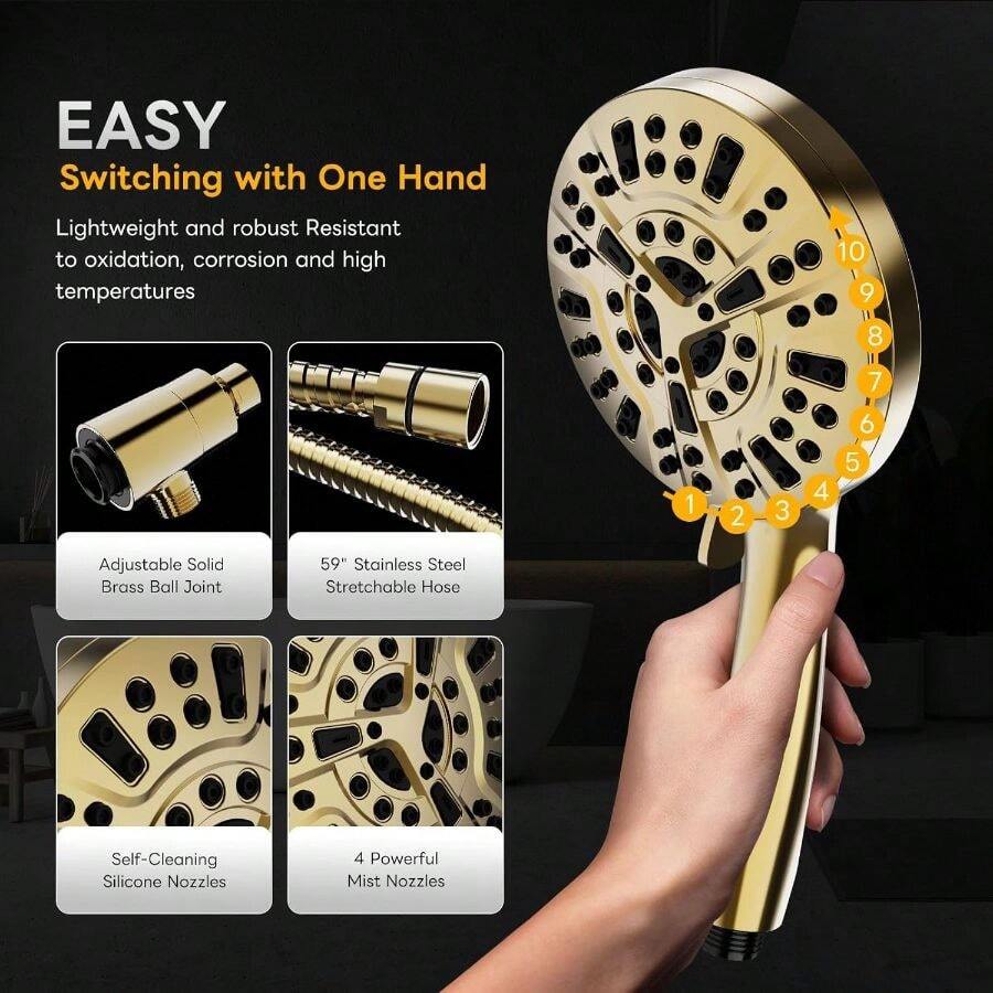 Hochdruck-Handbrause mit 10 Du – High Pressure Shower Head Handheld Bewertung und Preis
