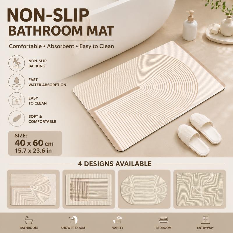 Beige gestreifte Diatomit-Bade – Quick Dry Diatomite Bath Mat Bewertung und Preis
