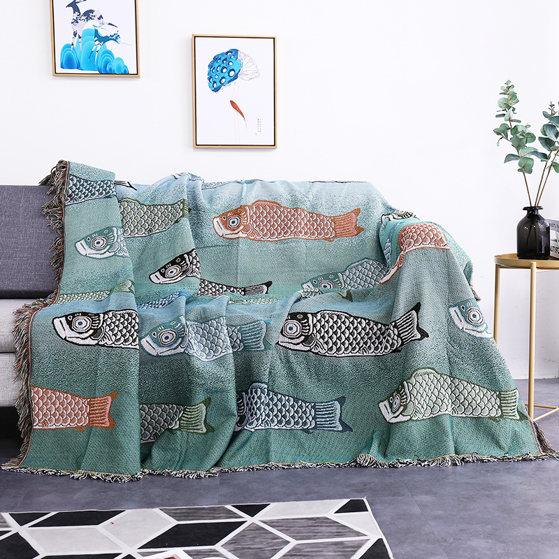 Koi-Fisch Jacquard-Gewebte Wur – Boho Throw Blanket Fringe Bewertung und Preis