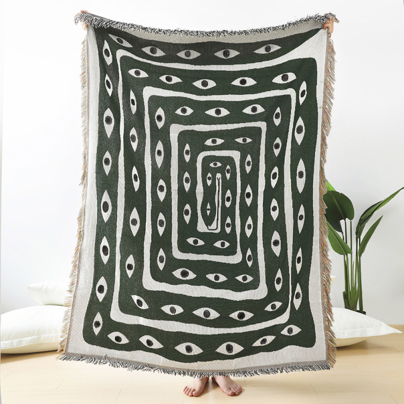 Grün-weiße Jacquard-Decke mit  – Boho Throw Blanket Fringe Bewertung und Preis