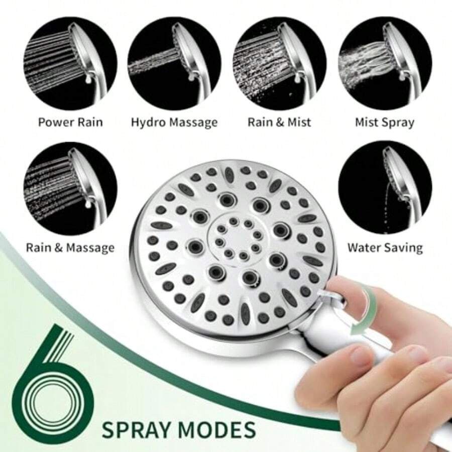 Duschkopf mit 6 Strahlarten, H – High Pressure Shower Head Handheld Bewertung und Preis